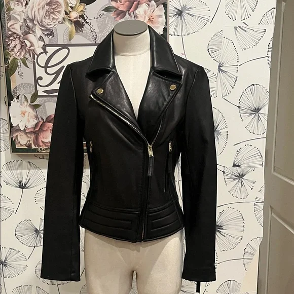 Michael Kors leather XS Women's Black Leather Jacket - Picture 2 of 4
